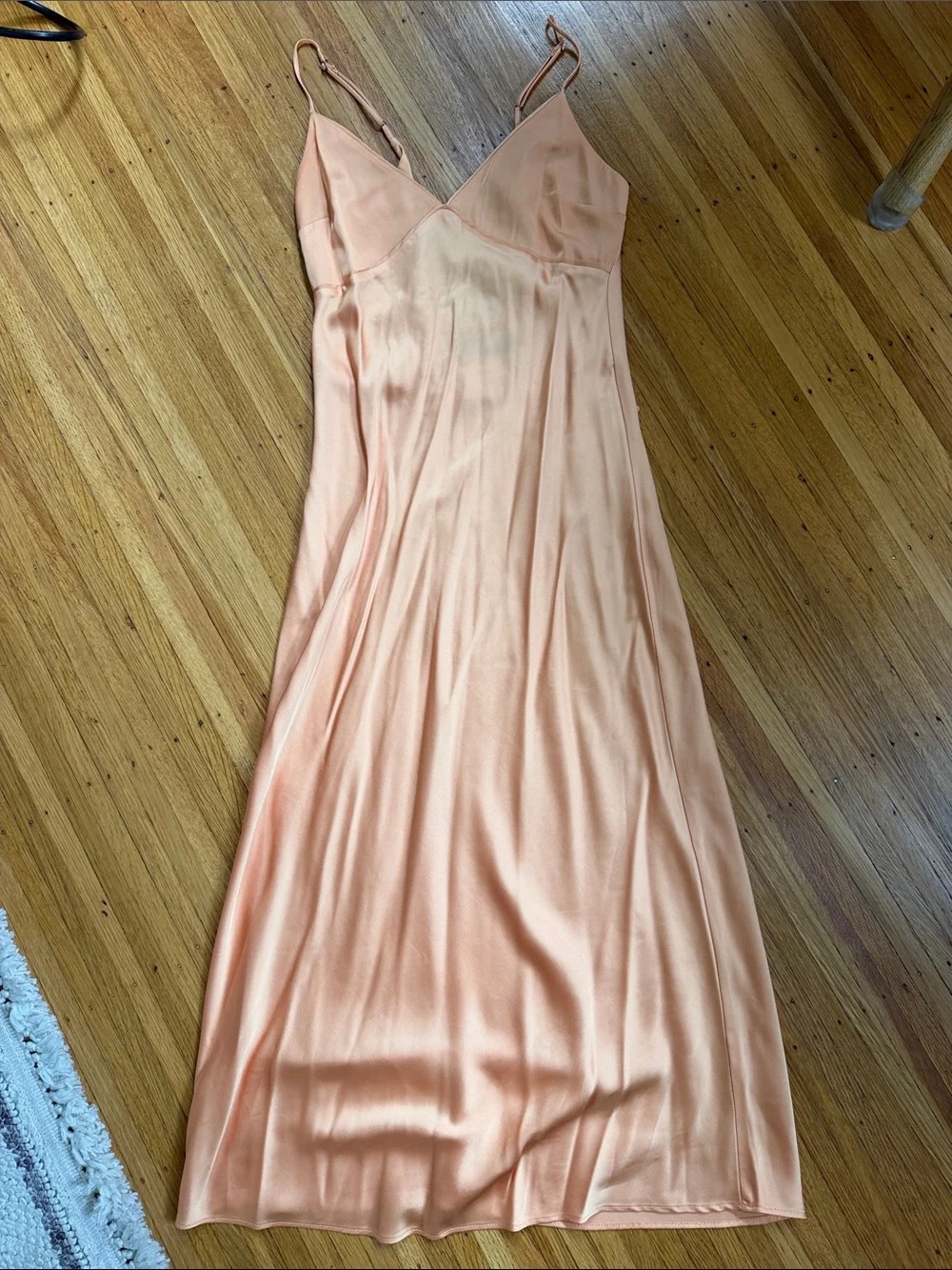 Abercrombie & Fitch Peach Satin Midi Slip Dress - Picture 1 of 4